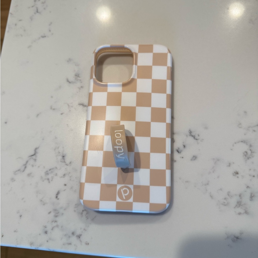 Checkered Tan and White Loopy Phone Case